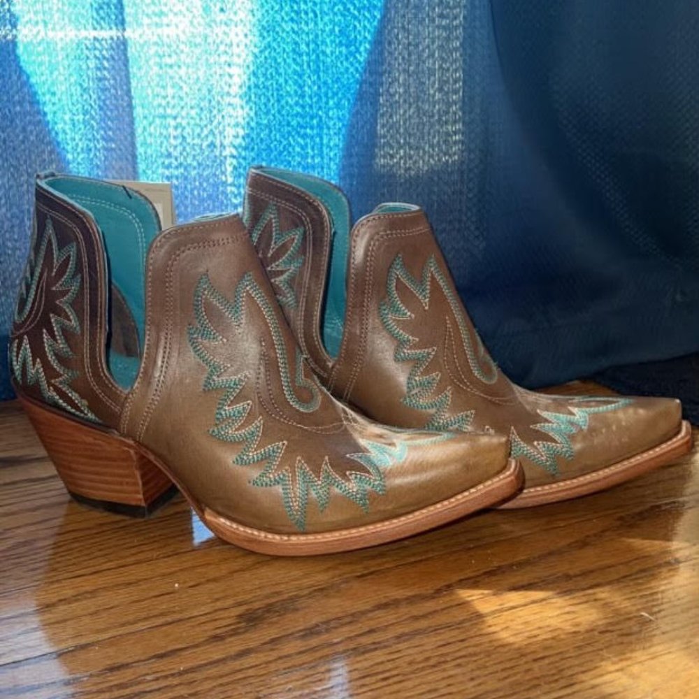 Brand New! Ariat Ladies Brown And Turquoise Boot Stitch - Dixon Western Boot